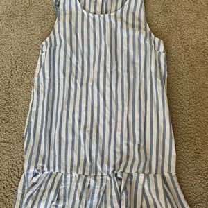 Blue and white striped dress